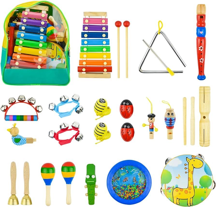27Pcs Wooden Percussion Instruments Music Toys, Kikuo Musical Instruments Set for Toddler, Baby M... | Amazon (UK)