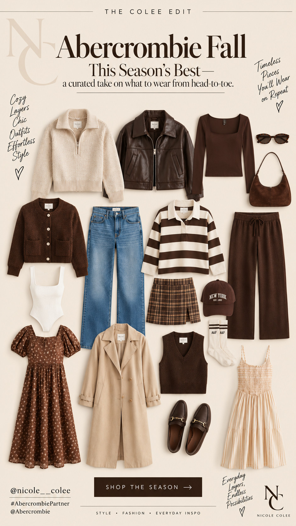#AbercrombiePartner Fall dressing is officially speaking my language. 🤎🍂 Cozy knits, chocolate brown, great denim, classic layers + those easy pieces that make getting dressed feel effortless. Sharing my Abercrombie Fall moodboard and everything I’m currently loving for the season. Shop my picks through my storefront/affiliate link. @Abercrombie 

 #LTKdayinmylife #LTKootd #LTKSeasonal