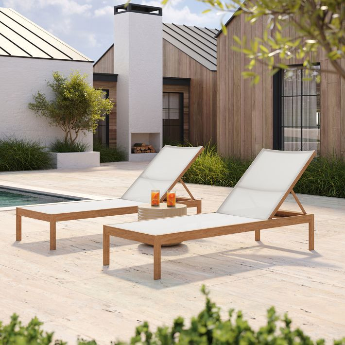 Playa Outdoor Textilene Stacking Chaise Lounge (Set of 2) | West Elm (US)