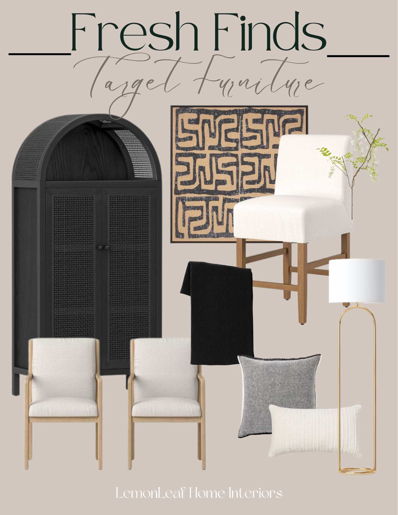 Things I’m loving from Target right now! Modern art, black arched cabinet, upholstered counter stool, dining chairs, lighting, throw pillows 



#LTKunder100 #LTKstyletip #LTKhome