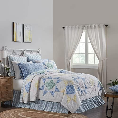 VHC Brand Jolie, Farmhouse Quilt Reversible, Patchwork, Queen, Blue & Green, 90x90 | Amazon (US)