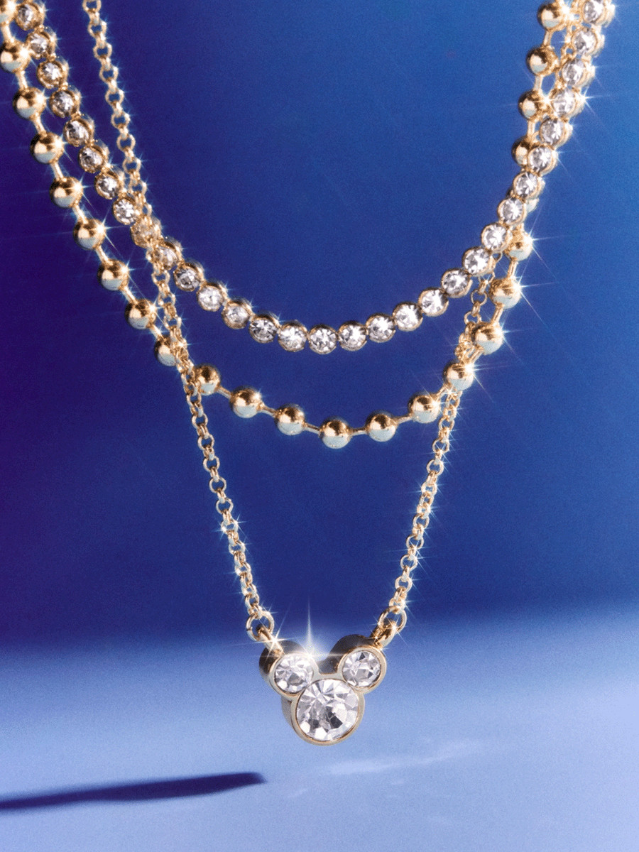 Disney Mickey Mouse Layered Necklace - Gold/Pavé | BaubleBar