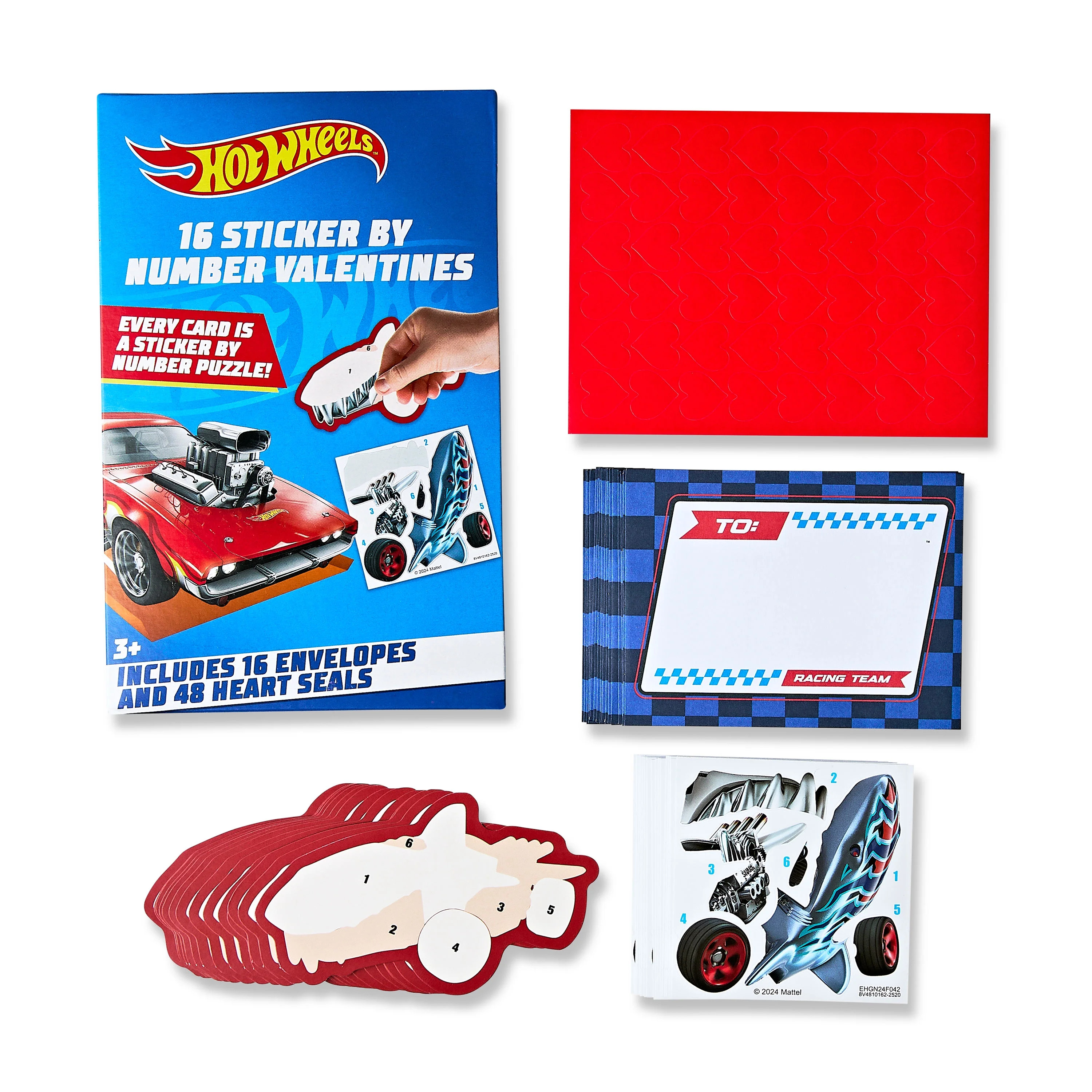 Hot Wheels Sticker Activity Valentine Exchange Cards, Multi-Colored, Paper, 16 Count | Walmart (US)