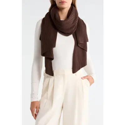 Nordstrom Rib Cashmere Travel Wrap in Black at Nordstrom | Nordstrom