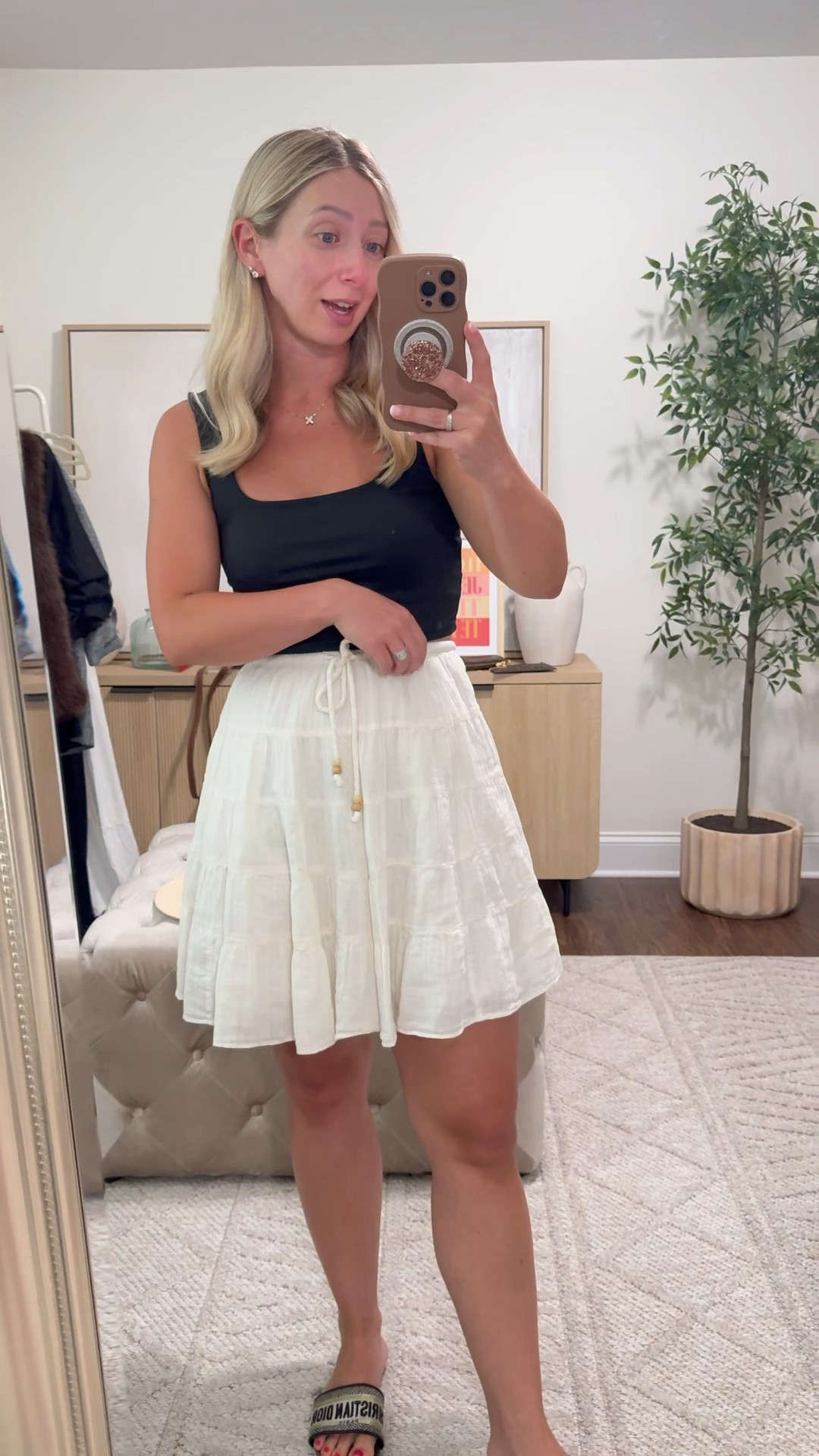 Tiered skirt only $25! Wearing my true size small in both tank and skirt!

Summer outfits, skirts, tanks

#LTKmomlife #LTKootd #LTKSaleAlert