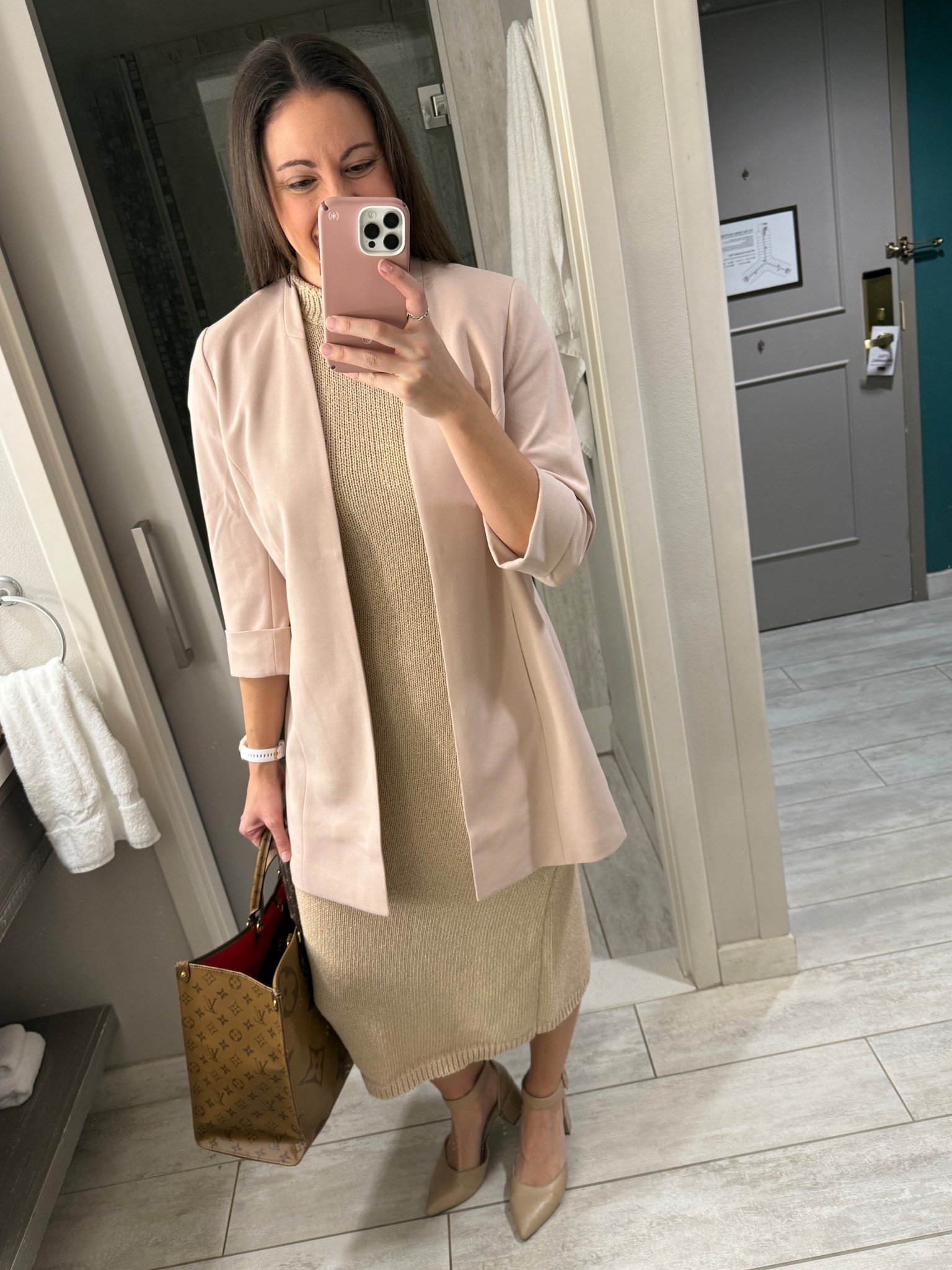 Conference outfit for the day! Ready to rock it with this blazer and knit dress combo! This dress from impeccable pig is ultra comfortable and I am so happy I bought it! 

#LTKootd #LTKgrwm #LTKdayinmylife