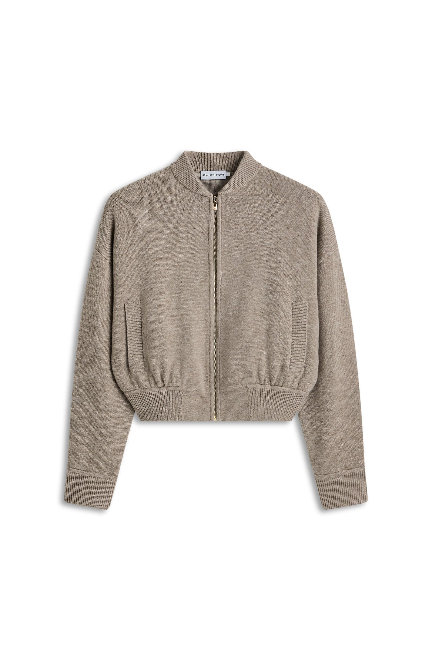 CASHMERE WOOL CREW BOMBER - WHEAT - Scanlan Theodore | Scanlan Theodore AU