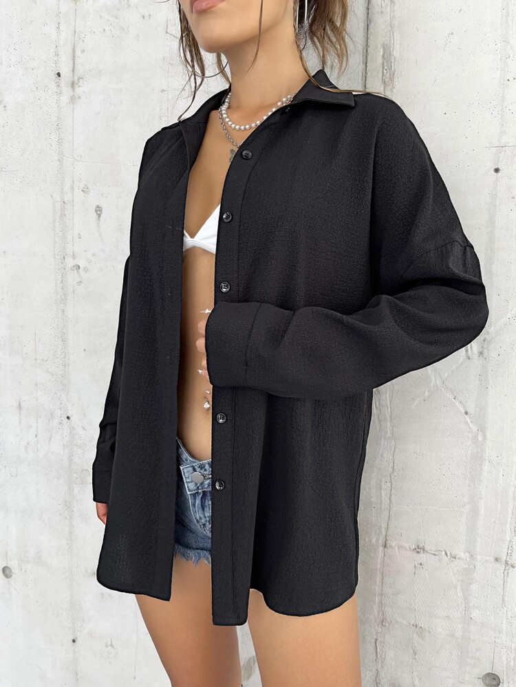 Solid Drop Shoulder Shirt | SHEIN