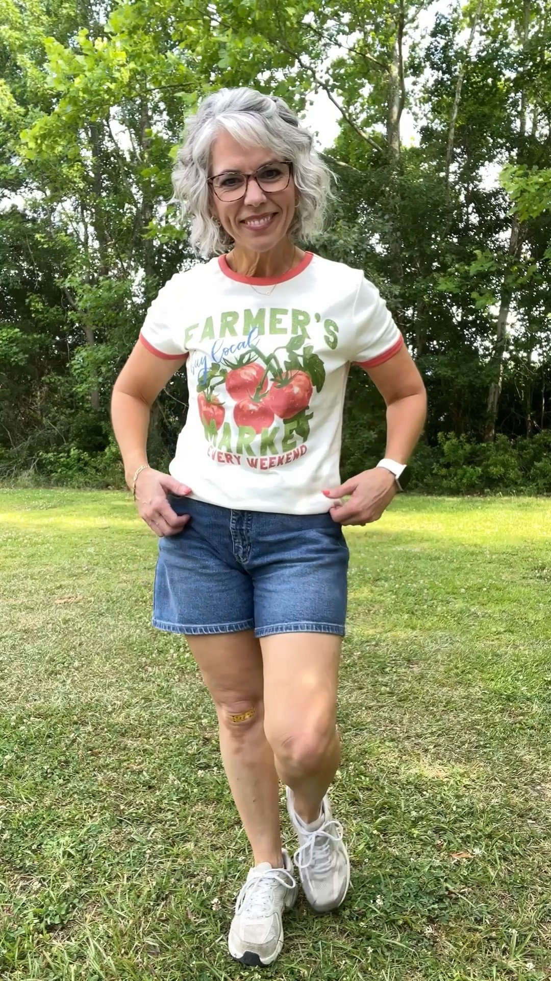 This is actually what I wore to work today you guys and yes I dress casual for my job and I am not mad about it one single bit! A farmers market graphic tee from Cato, dad style denim shorts from Walmart, and Walmart sneakers for the most comfortable and cute casual summer day look that I absolutely loved wearing.

#catofashion #catofinds #catostyle #catooutfit #walmartfashion #walmartfinds #walmartoutfit #walmartshorts #walmartneakers #summerstyle #summeroutfit #summerfashion #summerinspo #summervibes #summerlook #summerwear #casualoutfit #casualstyle #casualfashion #casualwear #casualchic #casualootd #weekendoutfit #weekendstyle #comfyoutfit #comfystyle #effortlessstyle #effortlessfashion #ootd #ootdfashion #outfitoftheday #outfitinspo #outfitideas #realoutfitgram #todaysoutfit #getreadywithme #affordablefashion #affordablestyle #budgetfashion #womensfashion #womensstyle #petitestyle #petitefashion #petiteoutfit #petitewomen #petitegirl #petites #momstyle #momfashion #momootd #momlife #teacherstyle #teacherfashion #grandmastyle #grandmafashion #over40style #over40fashion #over40andfabulous #fashionover40 #womenover40 #over50style #over50fashion #fashionover50 #agelessstyle #midlife #midlifestyle #midlifefashion #maturestyle #maturefashion #fashionblogger #fashionista #styleinspo #fashioninspo #instafashion #cuteoutfit #trending #fashion #style #ltkfinds #ltkseasonal #ltkunder50 #ltkpetite #ltkover40 #ltkover50 #ltkfashion #ltkstyle #ltksummer #ltkspring #liketoknowit #shopltk #graphictee #graphicteeoutfit #farmersmarket #tomatotee #dadshorts #denimshorts #sneakeroutfit #workoutfit #casualworkoutfit #summerworkwear #teacheroutfit #teacherstyle

#LTKootd #LTKPetite #LTKOver40