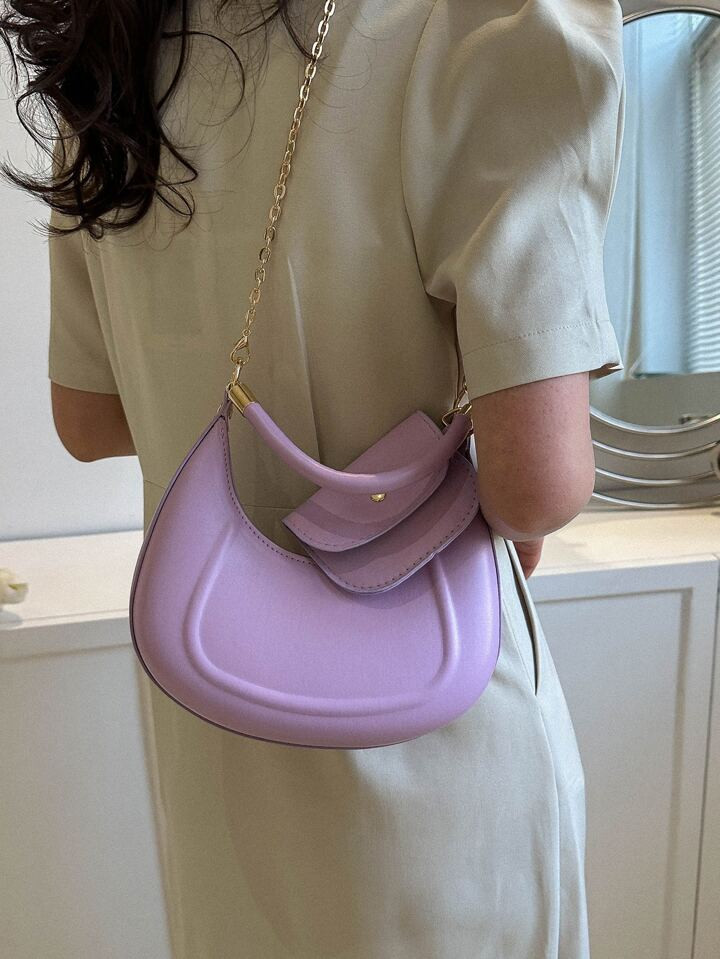 Y2K, Steampunk,Funky,Gothic Style,Spooky Style2pcs/Set Solid Color Fashionable Crescent Shoulder ... | SHEIN