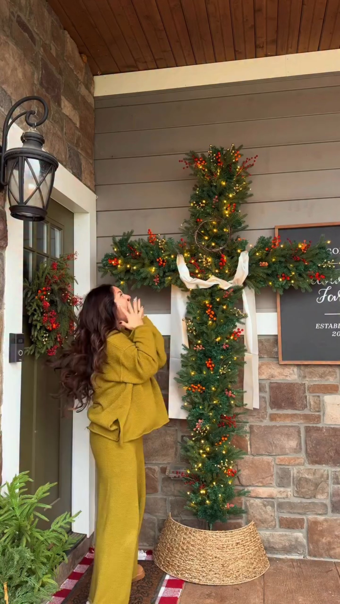 When I found this cross tree, I thought:
where has this been all my life?
I added berries to remind me of the fruits of the Spirit, and every time I walk by it, I’m reminded to keep the ways of Jesus fresh in my mind all season long.
Because this season isn’t about perfection or presents… it’s about a Savior who traded a cradle for a cross so we could have everlasting life.

✨The manger was only the beginning.✨
That tiny baby wrapped in cloth would one day wear a crown of thorns… for you, for me, for all of us.
Christmas isn’t just about His birth; it’s about His purpose.
He came to save.
He came to redeem.
He came because love said you were worth it.

“He himself bore our sins in his body on the tree… by his wounds you have been healed.” 1 Peter 2:24

#christianchristmas #jesusistheway #christmasporch #vintagechristmas

#LTKSeasonal #LTKSaleAlert #LTKHoliday