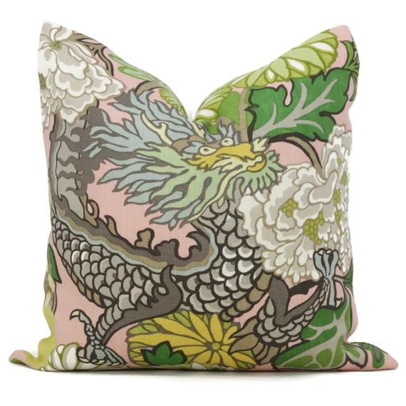 Blush Schumacher Chiang Mai Dragon Decorative Pillow Covers | Etsy | Etsy (US)