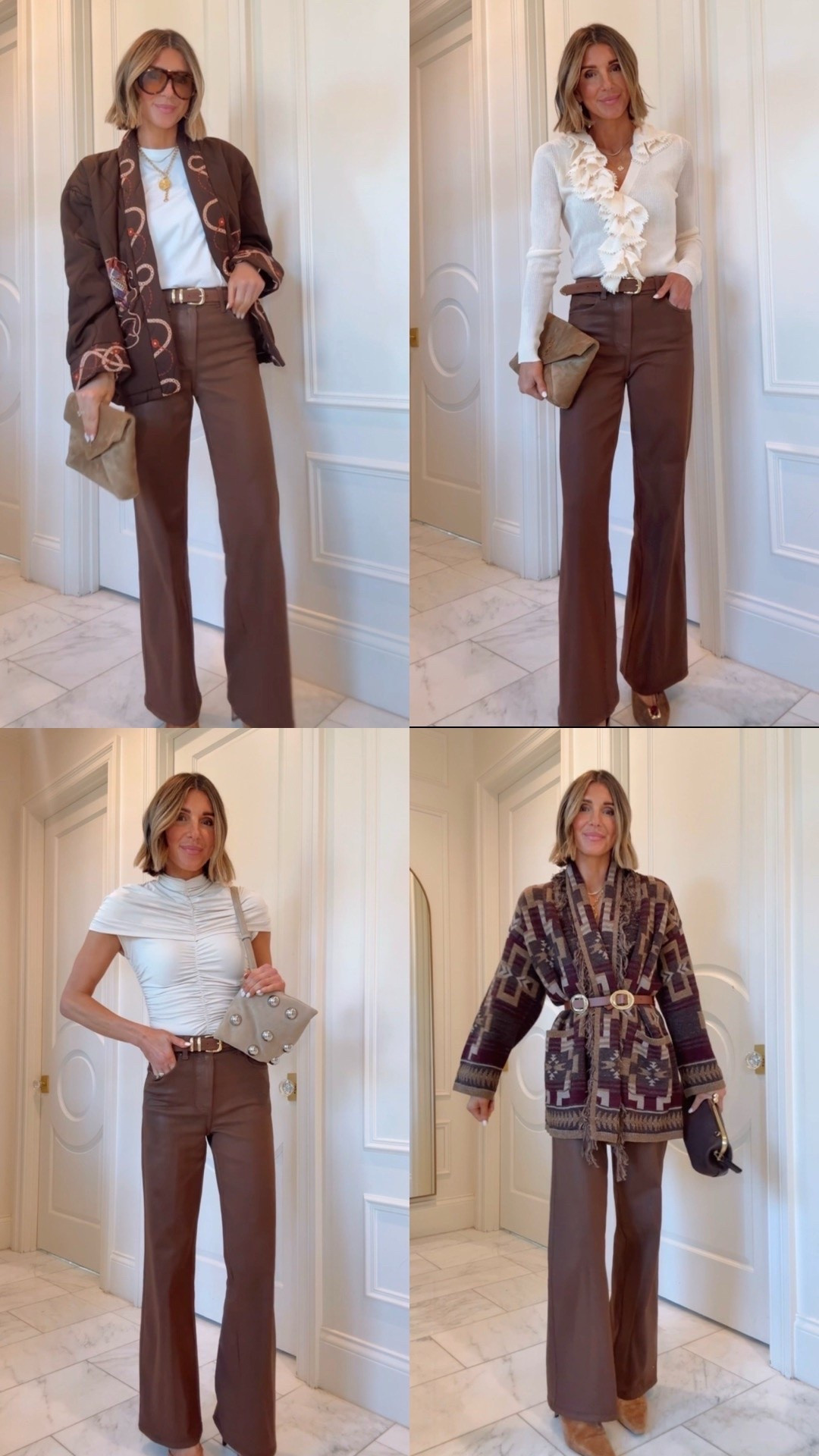 5 ways to wear my favorite brown jeans for fall. I'm 5'7 wearing size 25 they fit tts