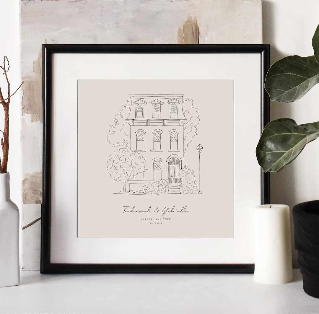 Hand Drawn Bespoke House Sketch, New Home Gift, Anniversary Gift, Housewarming Present, Christmas... | Etsy (US)