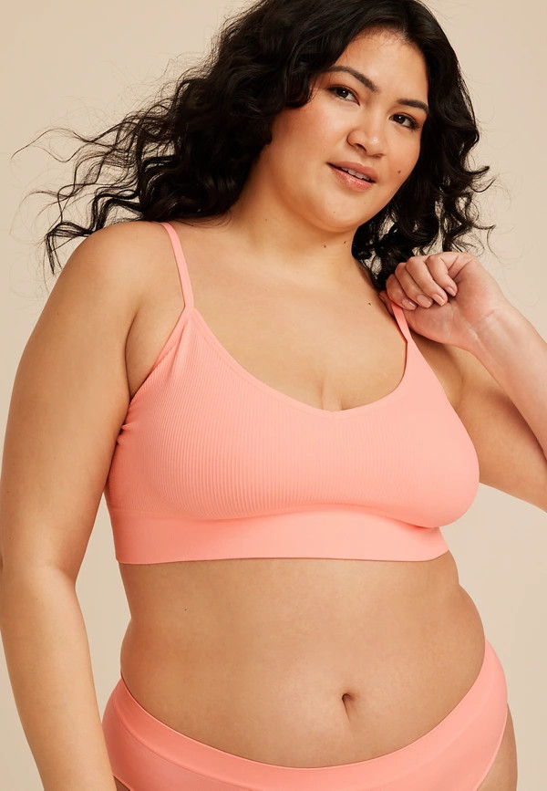 True Stretch Ribbed Seamless V Neck Bralette | Maurices