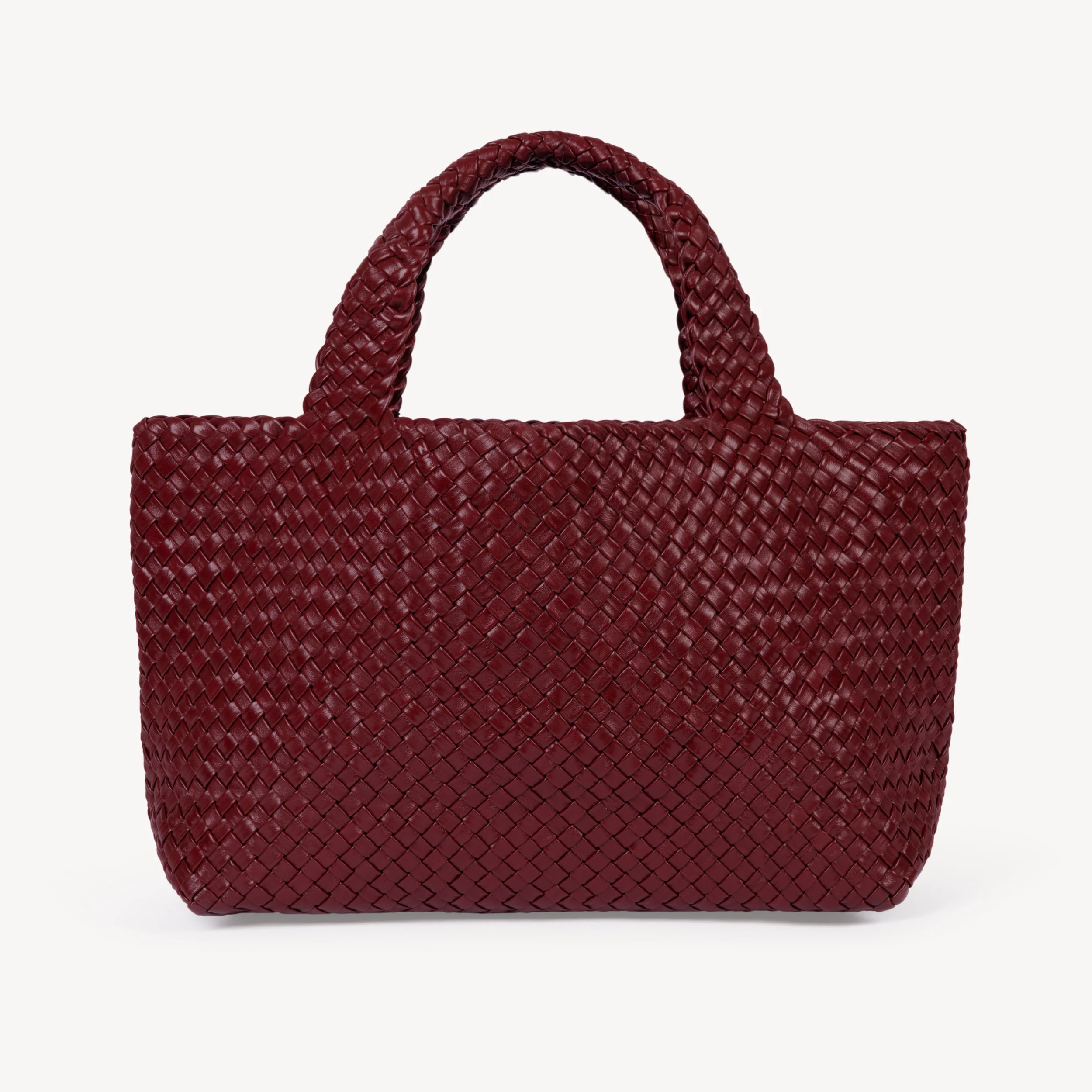 Lusso: Burgundy Woven Leather Handbag | Air & Grace