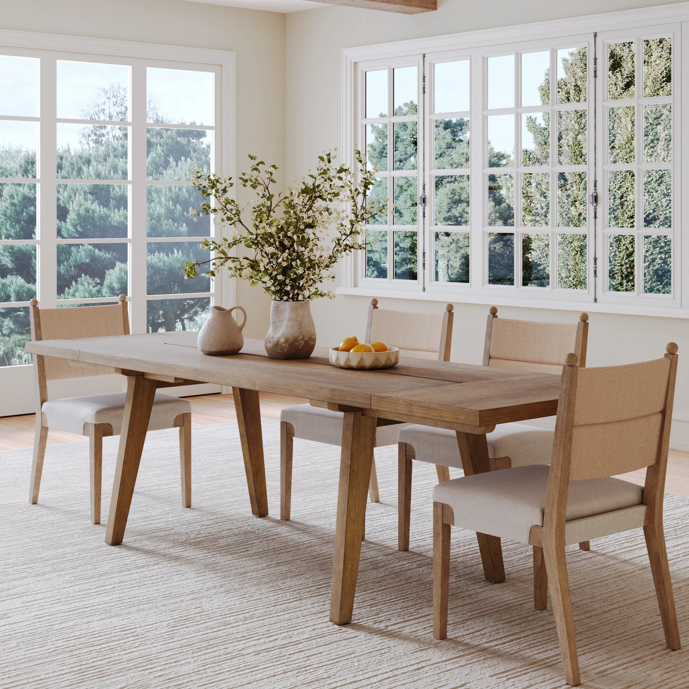Farmhouse Wooden Dining Table with Leaf Extension Light Brown | Nathan James