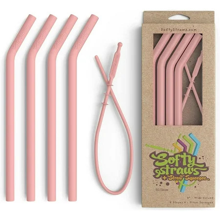 Reusable Silicone Drinking Straws - Big Size with Curved Bend for Tumblers Made from BPA Free No-Rub | Walmart (US)