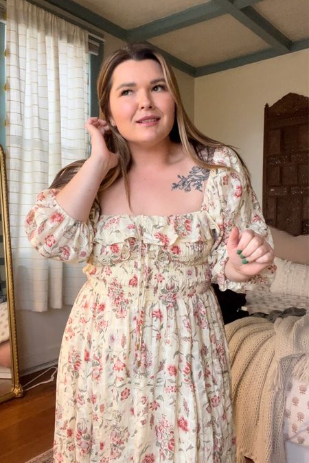 In love with this free people midi dress! So cottage core and stunning. I sized down to a medium. 
Spring dresses
Midsize dresses
Free people dresses

#LTKstyletip #LTKcurves #LTKSeasonal