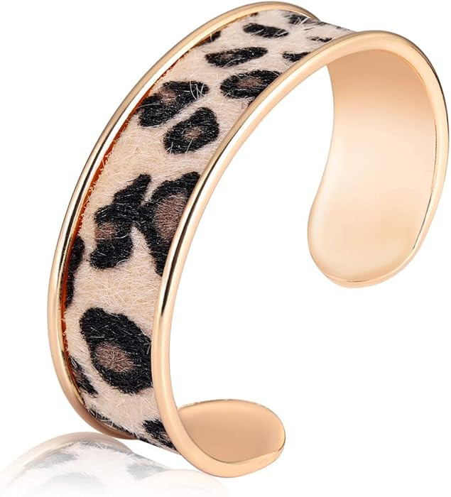Leopard Bangle Bracelets for Women Fashion Animal Leopard Haircalf Open Cuff Bracelets (1-Leopard... | Amazon (US)