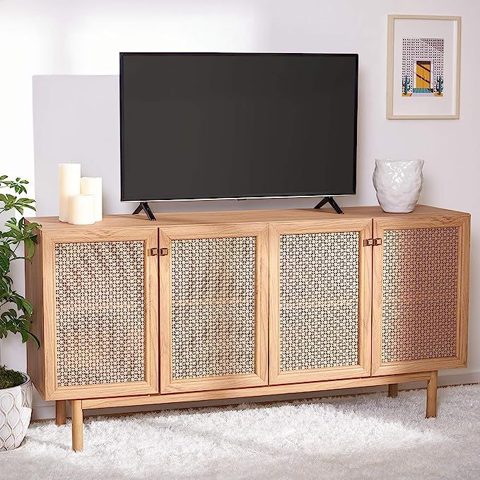 Safavieh Home Collection Piran Walnut and Gold 4-Door 2-Shelf Media (65-inch Flat Screen) TV Stan... | Amazon (US)