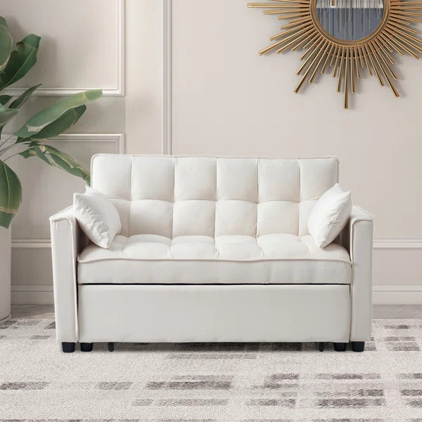 Modern 3 in 1 Convertible Sleeper Sofa, Pull Out Couch Bed with Adjustable Backrest | Wayfair North America