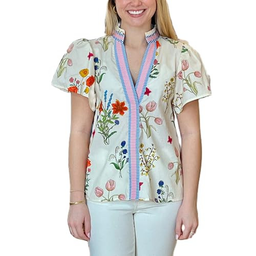 Women Y2k Boho Floral Cap Sleeve Peplum Blouses Front Button Down Ruffle Flowy Crop Top Summer Go... | Amazon (US)