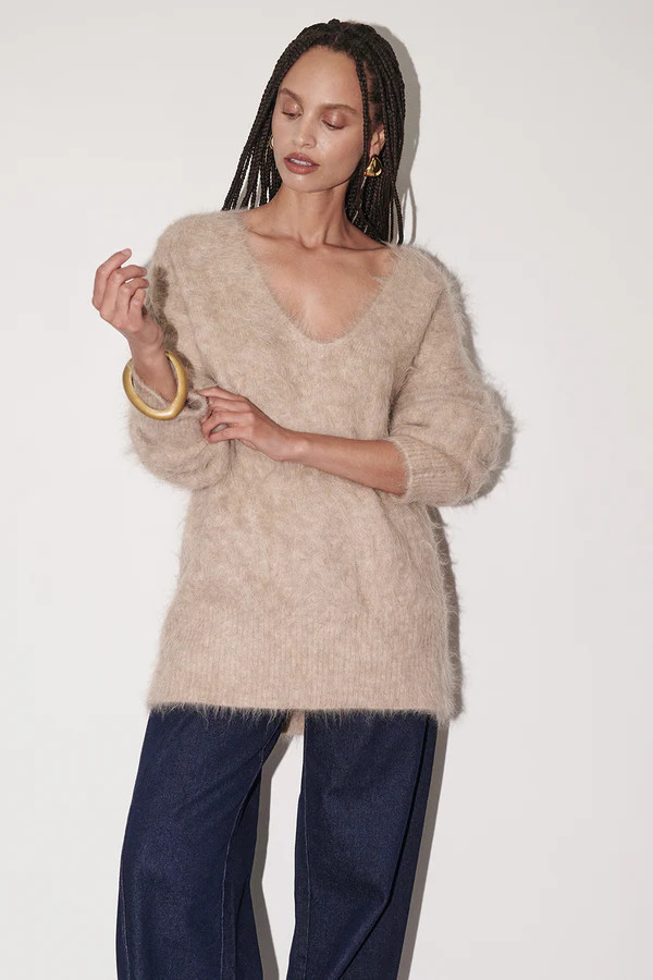 SALMA OAT V NECK JUMPER | DISSH