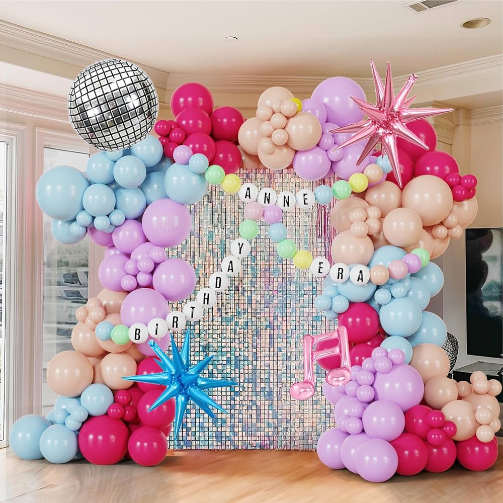 189Pcs Pink Purple Balloon Garland In My Teenage Era Princess Birthday Decorations Disco Ball Bal... | Amazon (US)