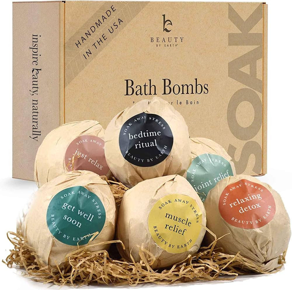 Bath Bomb Gift Set - USA Made with Natural & Organic Ingredients, Relaxing Gifts for Women & Men,... | Amazon (US)
