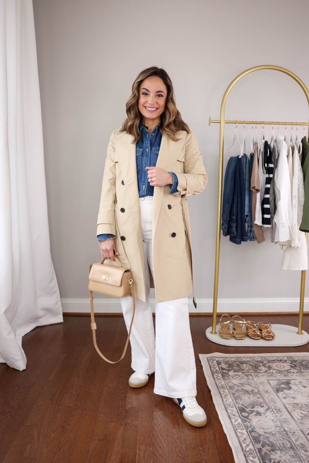 Spring Casual Capsule Wardrobe Series: white jeans ten ways 

Sizing: 
Trench coat (J.Crew): petite 00  
Denim top (J.Crew): petite xxs 

White jeans (BR Factory): petite 24 - tts 27.5” inseam in petite 
Also linking another 27” inseam option pair of jeans from Kut from the Kloth as the BR Factory pair is low in stock). I recommend a size down in them. 

Sneakers (Gola): tts 

My measurements for reference: 4’10” 105lbs bust, waist, hips 32”, 24”, 35” size 5 shoe. 25” inseam measurement to my ankle bone. 



#LTKPetite