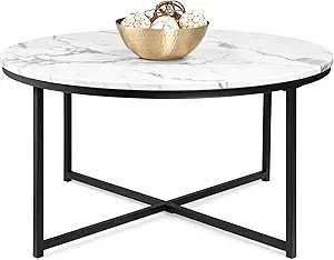 Best Choice Products 36in Faux Marble Modern Round Accent Side Coffee Table for Living Room, Dini... | Amazon (US)