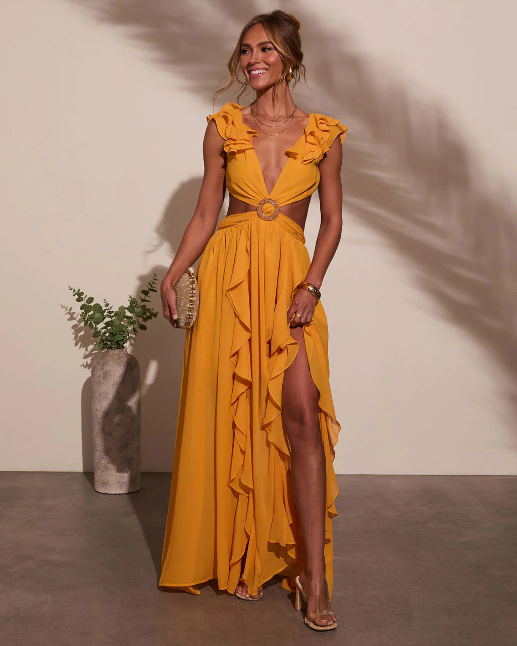Carlita Ruffle Cutout Maxi Dress | VICI