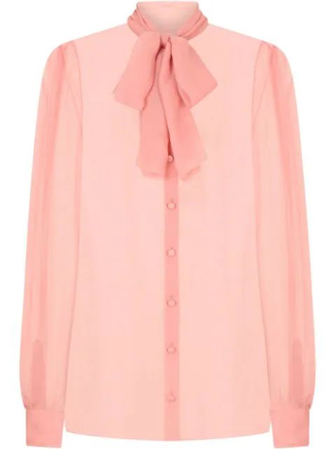 DOLCE & GABBANA pussy-bow Silk Blouse - Farfetch | Farfetch Global