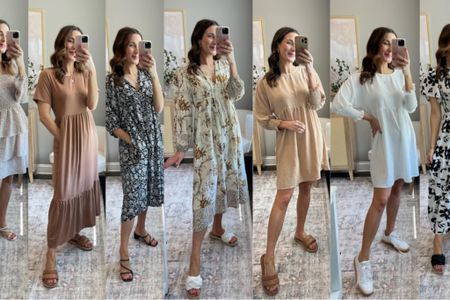 Neutral dresses that do not wrinkle - with sleeves! These make great travel outfits and just easy everyday looks that can be dressed up or down // wearing TTS size S in each. i am 5'4.

#LTKTravel #LTKFindsUnder50 #LTKStyleTip