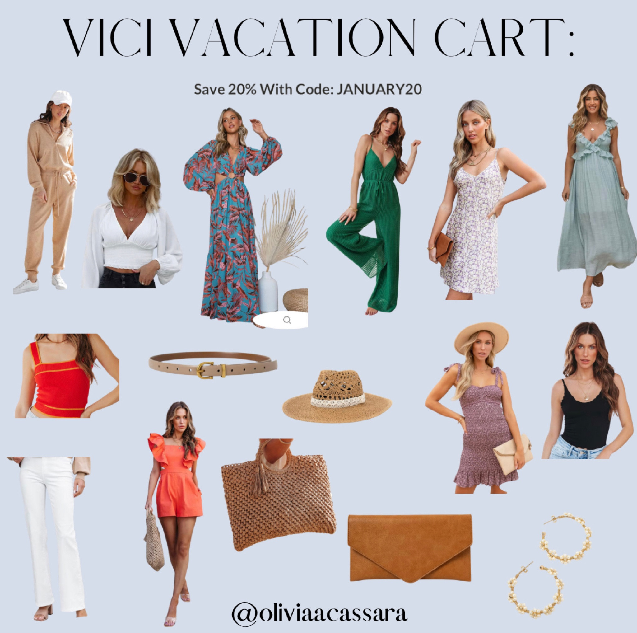 MY VICI VACA SHOPPING CART✈️🌴
You can NEVER go wrong w a basic white jean for a staple in your closet! Pair with a summery top! Bright & happy for vaca vibes!! Super cute & beachy clutches & bags, fun earrings and ofc a good romper or dress to get fancy! So looking forward to warmer weather! Who’s with me? #VACATION

#LTKtravel #LTKSeasonal #LTKstyletip