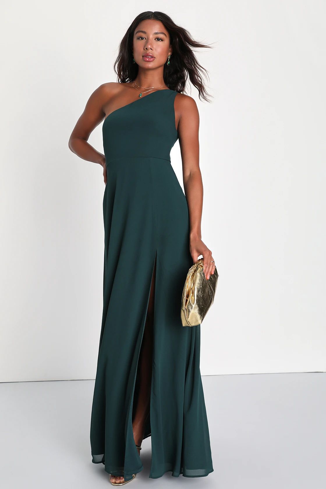 Elegant Admiration Emerald Green One-Shoulder Maxi Dress | Lulus