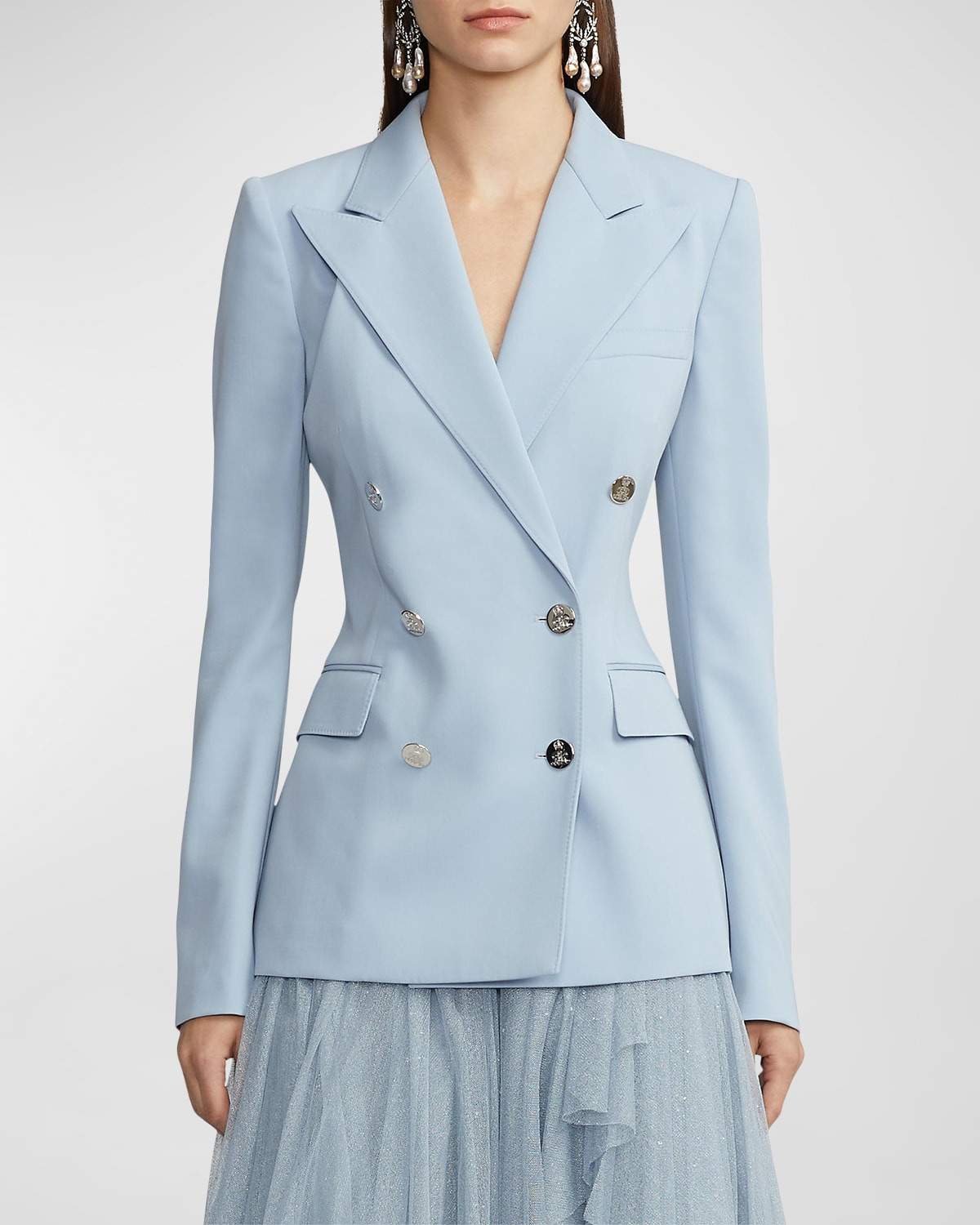 Camden Wool Gabardine Double-Breasted Jacket | Neiman Marcus