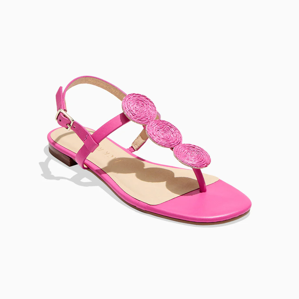 Jack Rogers Women's Worth Raffia Flat Sandal Pink (Size 6.5) | Jack Rogers