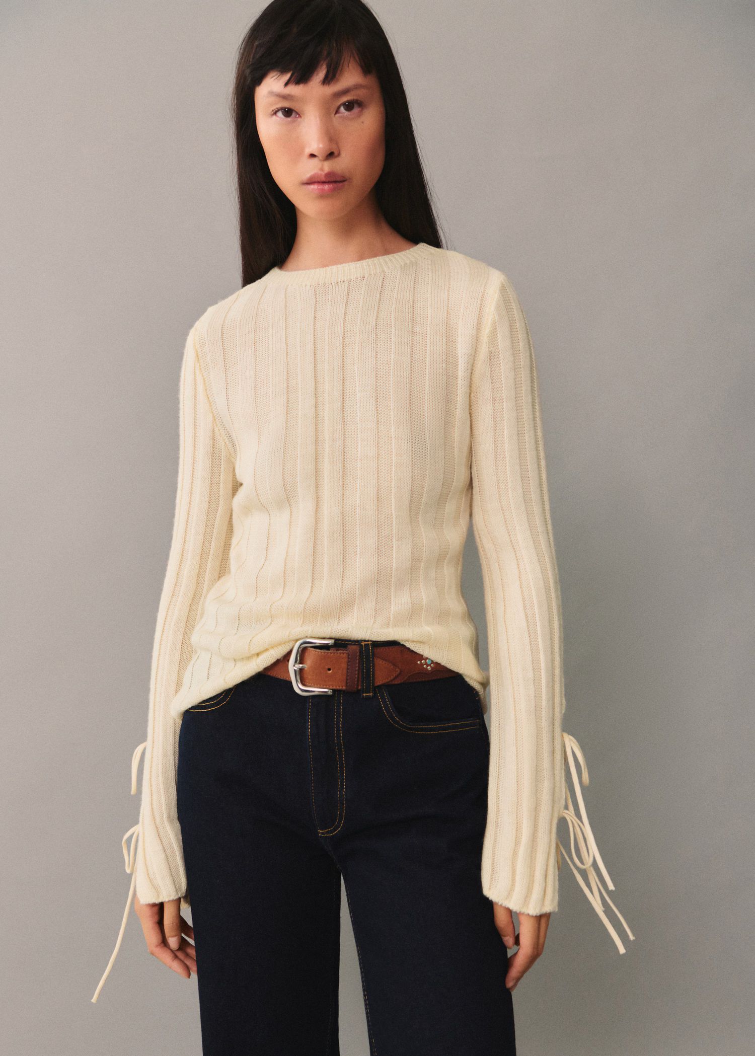 Bows ribbed sweater - Woman | MANGO USA | MANGO (US)