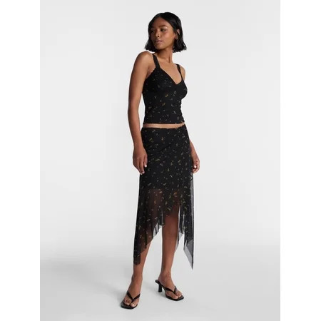 No Boundaries Asymmetrical Mesh Midi Skirt Women s XXS-XXL | Walmart (US)