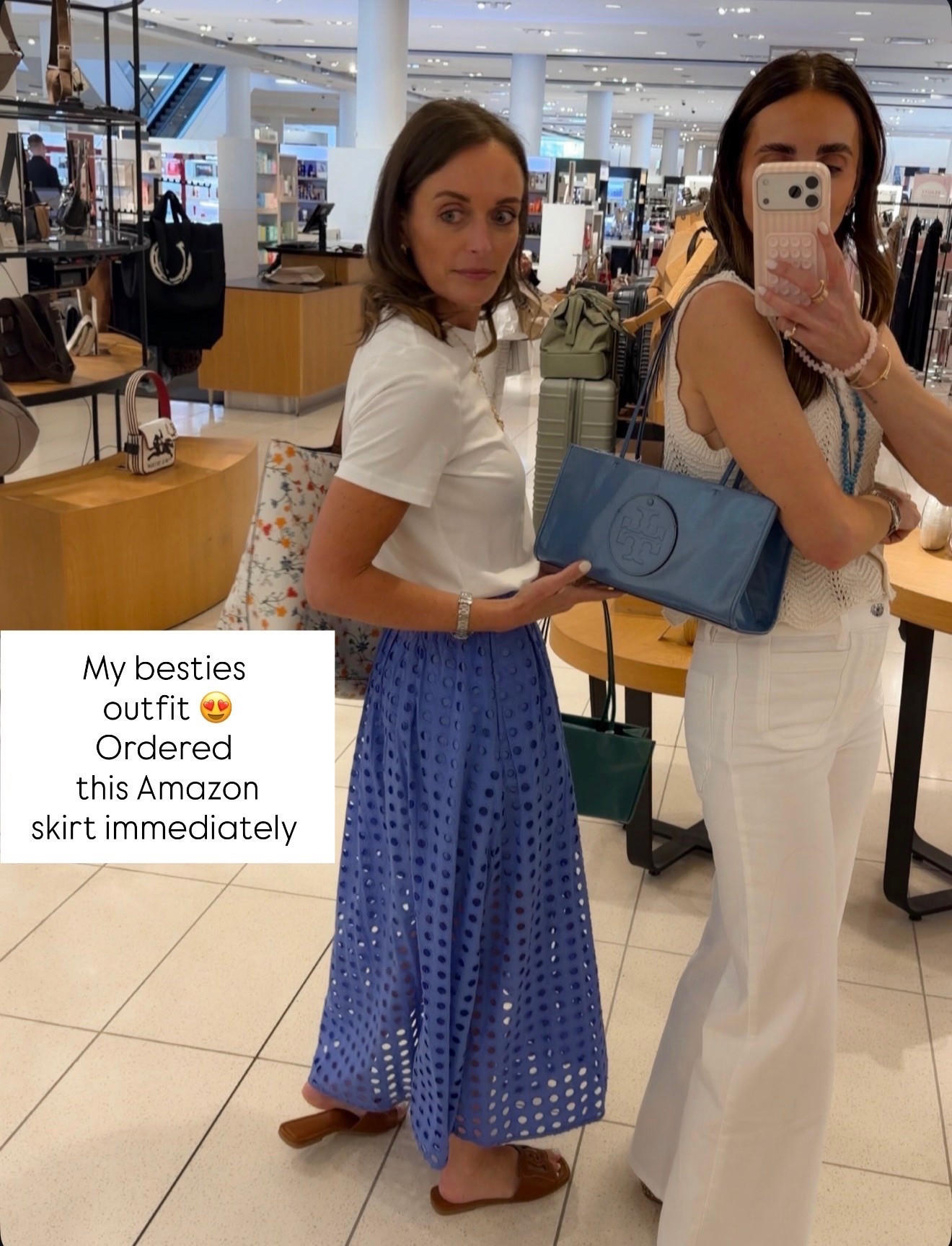 My bestie’s Amazon skirt was an immediate add to cart moment. The eyelet detail and blue color are so pretty for summer, and I love how chic it looks styled with a simple white tee and neutral accessories.

Amazon fashion, blue maxi skirt, summer outfit idea, eyelet skirt, chic summer style, white tee outfit, vacation outfit, elevated casual look, Amazon finds, summer fashion, annabrstyle

#LTKOver40 #LTKSeasonal #LTKootd