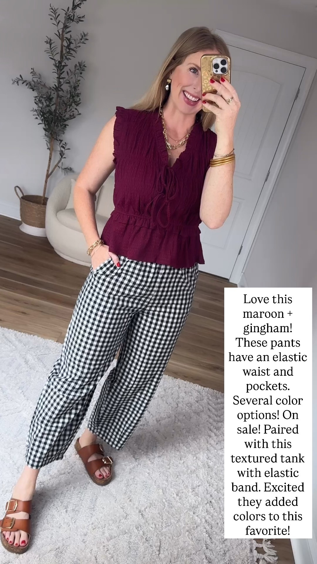 Walmart outfit, time and tru, gingham pants

#LTKootd