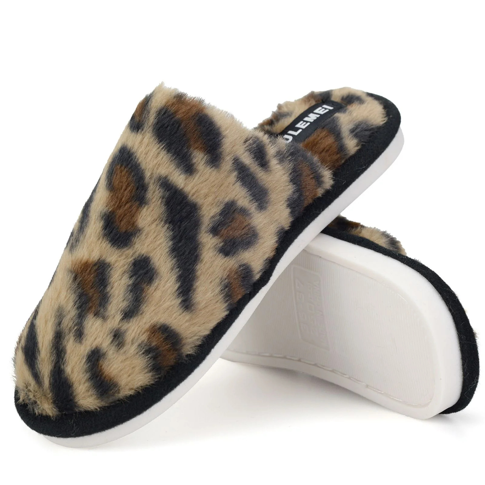 BERANMEY Women's Leopard Print Slippers Plush Warm Fuzzy House Slippers for Women & Men Cozy Indo... | Walmart (US)