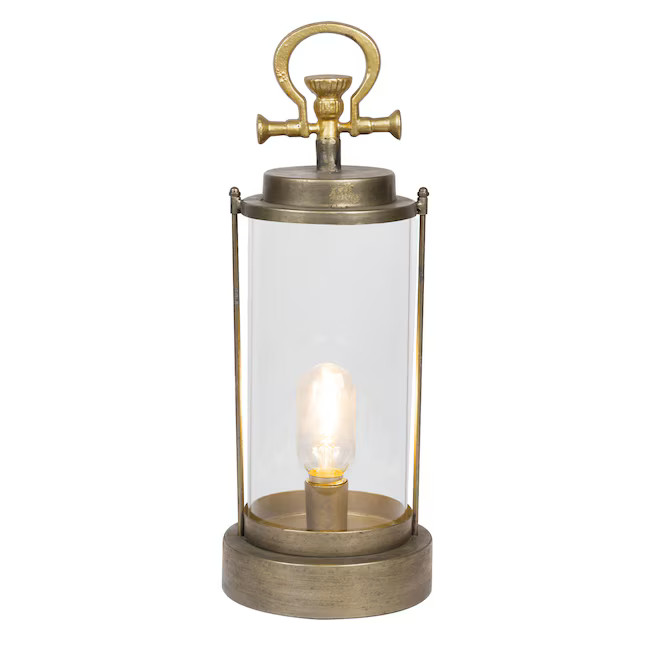 Alpine Corporation 6-in x 13-in Gold Metal LED light Outdoor Decorative Lantern Lowes.com | Lowe's