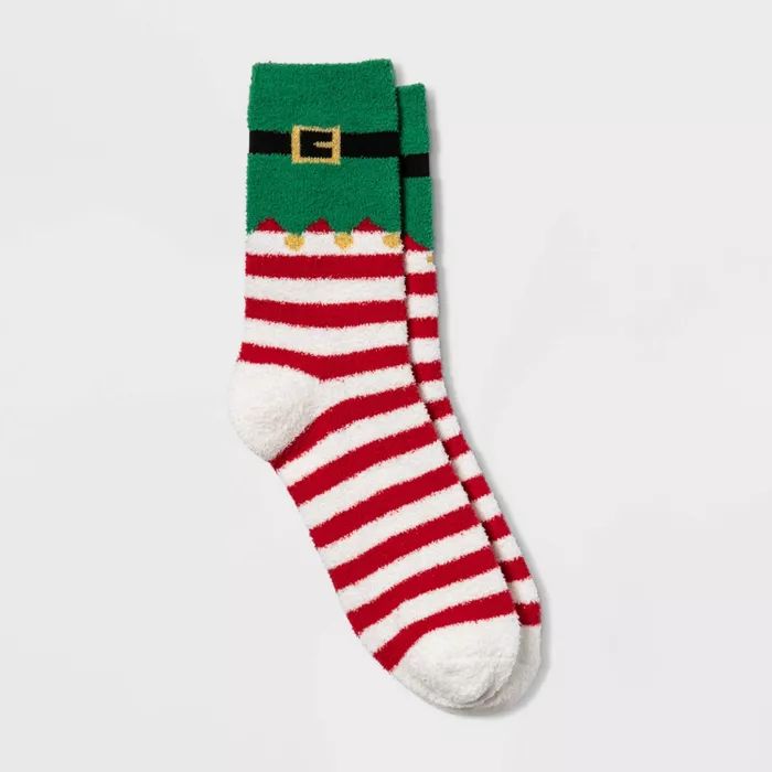 Women's Striped Elf Cozy Holiday Crew Socks - Wondershop™ Red 4-10 | Target