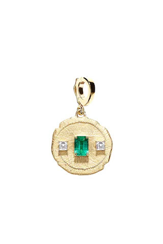 Trio Small Emerald Coin Charm | FWRD 