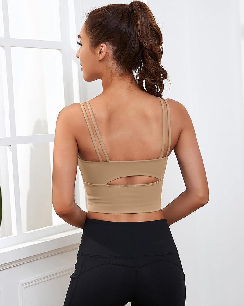 Everrysea Sports Bras for Women High Support Longline Workout Tank Tops Built in Bra Strappy Yoga... | Amazon (US)