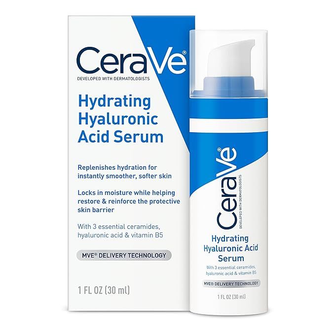 Cerave Hyaluronic Acid Serum for Face with Vitamin B5 and Ceramides | Hydrating Face Serum for Dr... | Amazon (US)