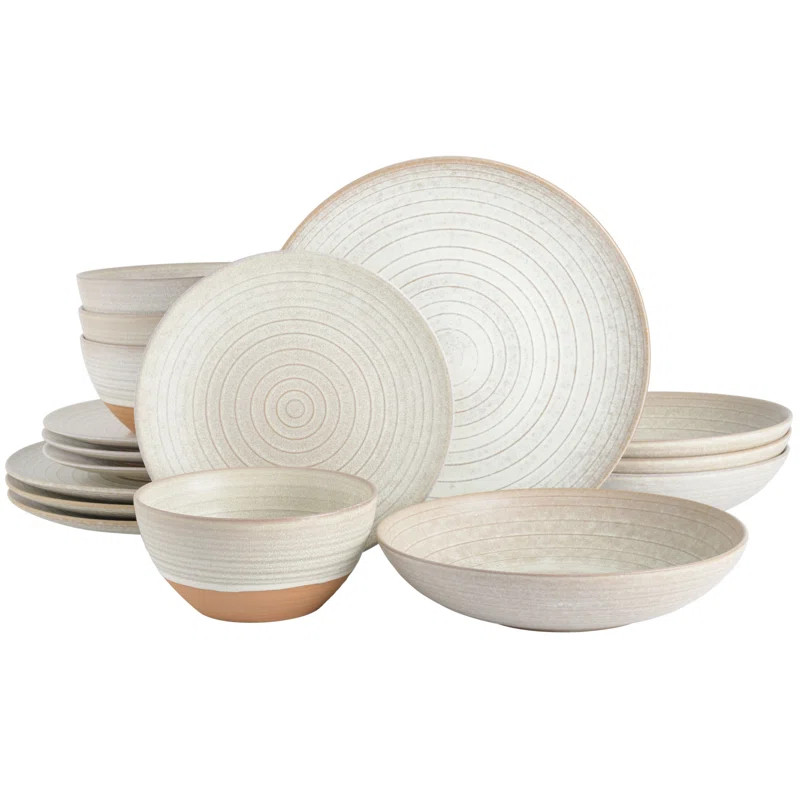 Gibson Elite 16 Piece Dreamweaver Double Bowl Terracotta Reactive Dinnerware Set & Reviews | Wayf... | Wayfair North America